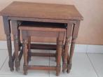 3 Bijzettafeltjes, Minder dan 55 cm, Gebruikt, Klassiek eik, Rechthoekig