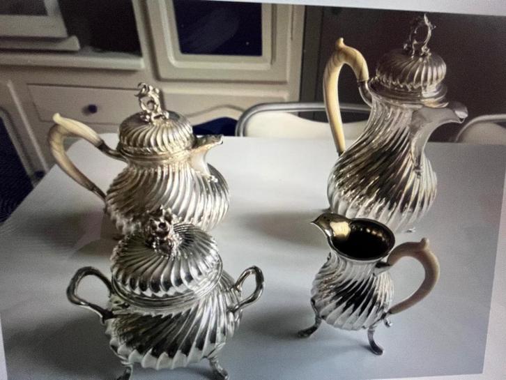 ARGENTERIE SERVICE À CAFÉ + SUCRIER FIN PLUS DE 150 D'ÂGE, Antiquités & Art, Antiquités | Argent & Or, Enlèvement