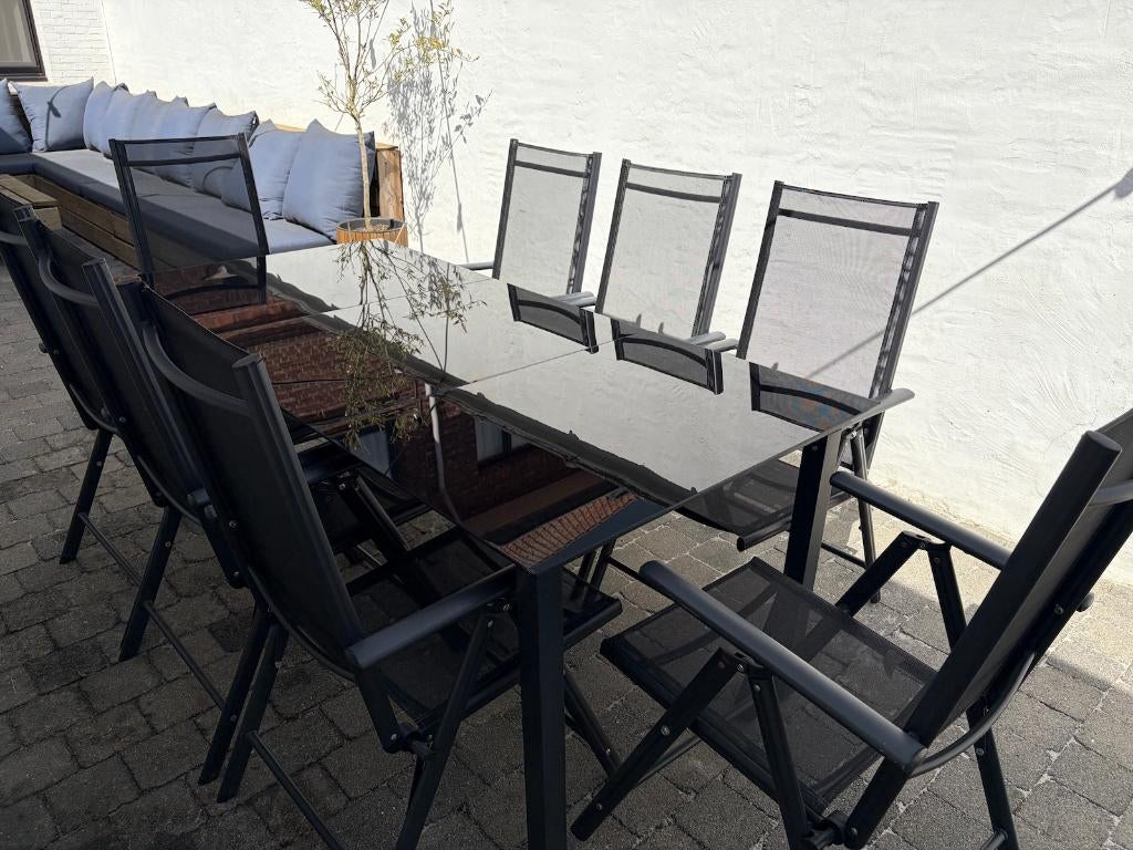 Set de jardin, Jardin & Terrasse, Chaise, Salons de jardin, Aluminium, 8 places