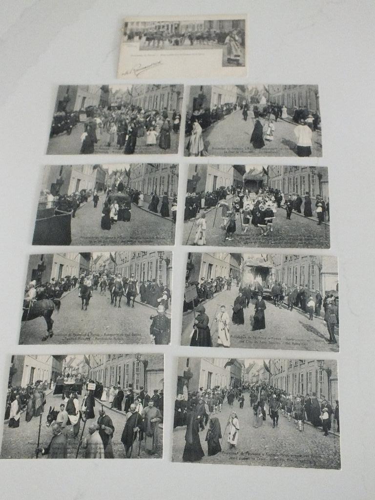 Veurne bloedprocessie 9 postkaarten ongelopen., Verzamelen, Postkaarten | België, Ophalen of Verzenden, Ongelopen, West-Vlaanderen
