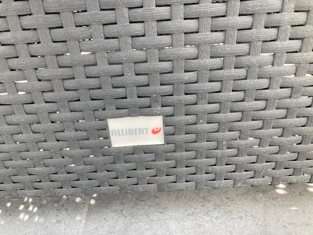 2 chaises + table de jardin Alibert, Enlèvement, Utilisé, Osier