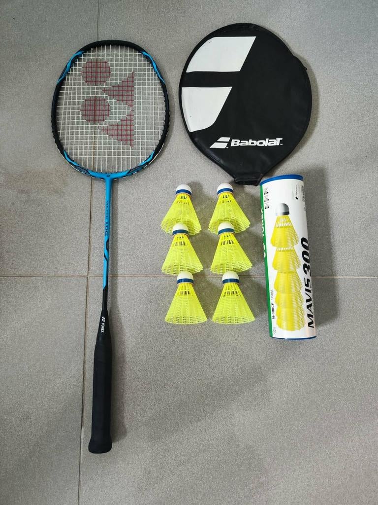 Badminton racket met pluimen, Ophalen of Verzenden