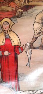 poster middeleeuws brugge schoolkaart vintage, Enlèvement ou Envoi