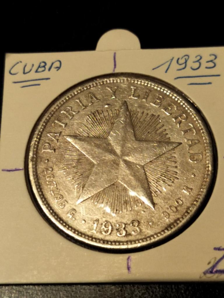 Zilveren peso Cuba 1933, Ophalen of Verzenden