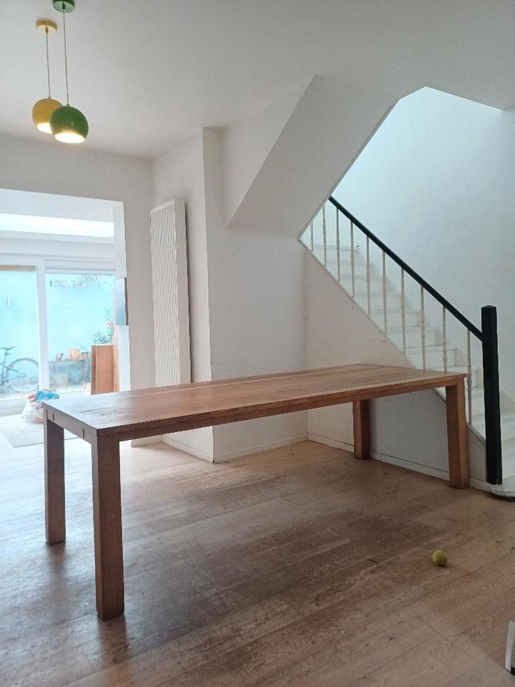 grote houten tafel, Maison & Meubles, Tables | Tables à manger, Utilisé, 50 à 100 cm, 200 cm ou plus, Cinq personnes ou plus, Rectangulaire