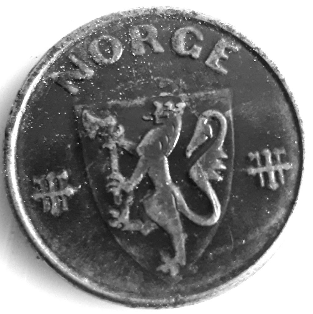 NOORWEGEN : 5 ORE 1944 KM 388 KEY DATE !, Postzegels en Munten, Ophalen of Verzenden, Overige landen, Losse munt