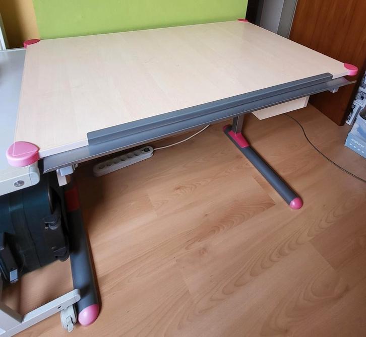 Bureau met ladeblok, Maison & Meubles, Bureaux, Utilisé, Bureau-armoire combiné, Autres marques, Scandinave, Bois, Beige, Réglable en hauteur