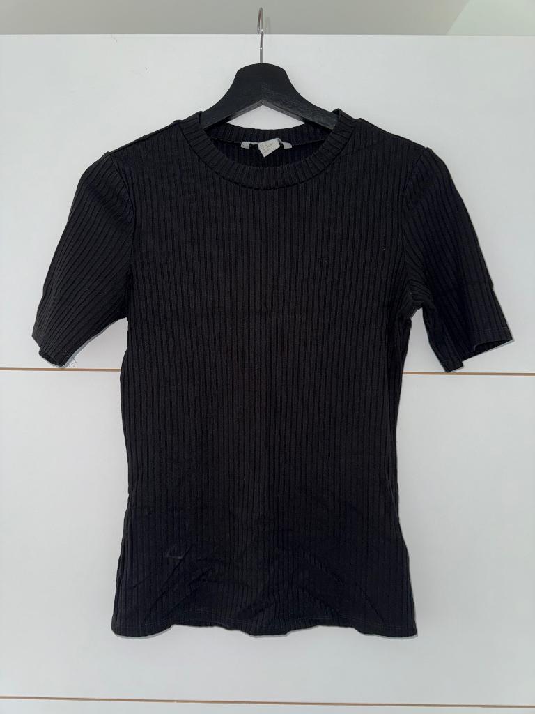 T-shirt H&M noir côtelé, Kleding | Dames, T-shirts, H&M, Zwart, Nieuw, Ophalen of Verzenden