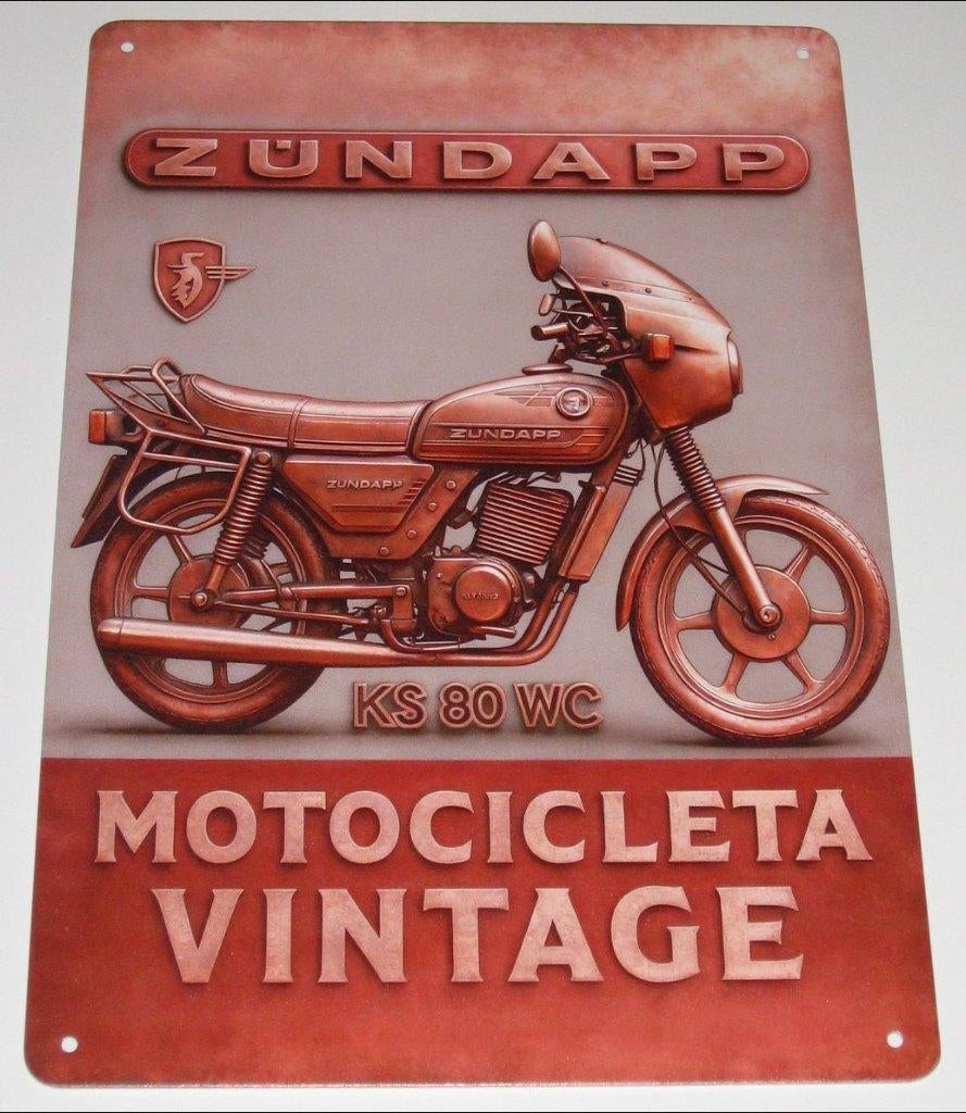 ZUNDAPP : Metalen Bord Oldtimer Zundapp Type KS 80 WC, Envoi, Neuf, Panneau publicitaire
