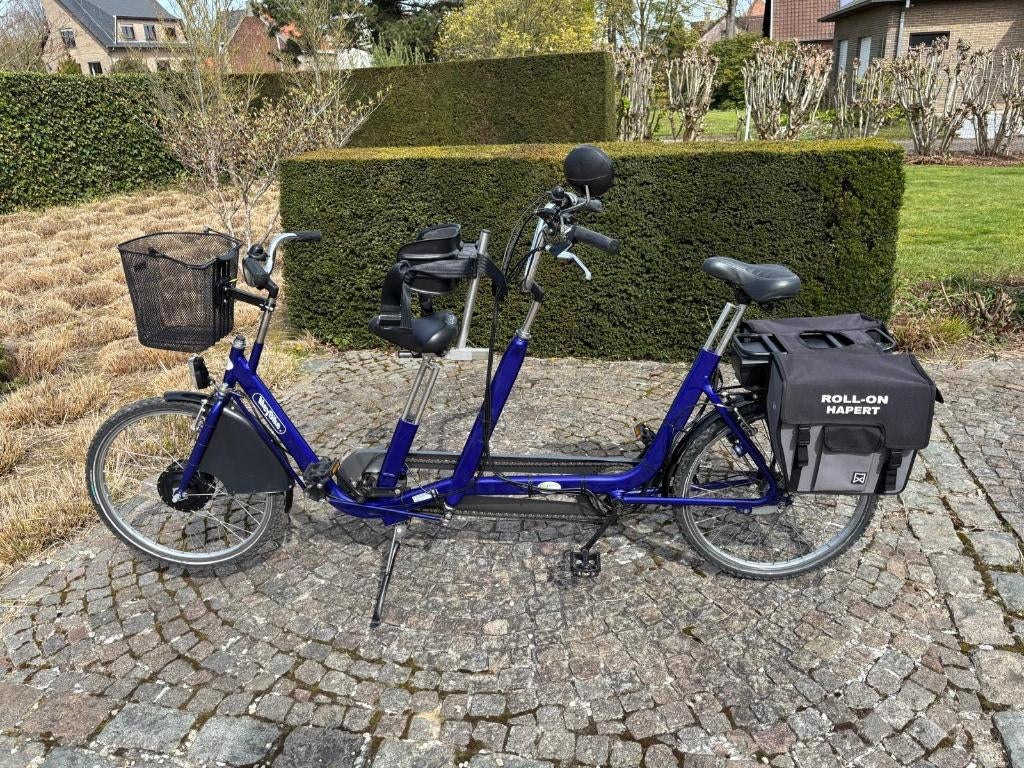 Vélo tandem enfant-parent à assistance électrique, Vélos & Vélomoteurs, Enlèvement, Utilisé, Moins de 10 vitesses