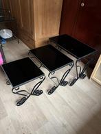 3 prachtige nesttafels jaren 60-70, Ophalen, Gebruikt, Glas, Art déco