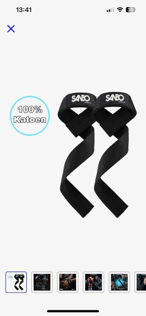 Sanbo Lifting Straps Set 2 Stuks, Sport en Fitness, Fitnessmaterialen, Zo goed als nieuw, Armen, Ophalen of Verzenden