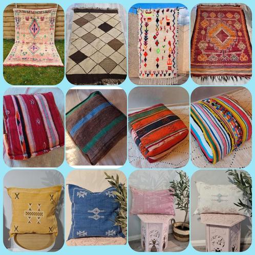 Handgemaakt vintage vloerkleden, berber kussens en poefs, Huis en Inrichting, Stoffering | Tapijten en Vloerkleden, Zo goed als nieuw