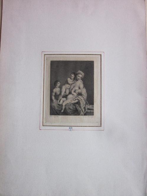 Carolus Macret Abbeville Paulus Mathey 1800 Mère & enfants, Antiek en Kunst, Kunst | Etsen en Gravures, Ophalen of Verzenden