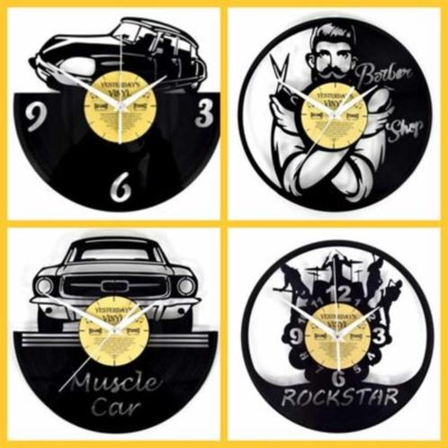 Vinyl klok Muscle Car auto Oldtimer Muziek Barber Jazz rock, Huis en Inrichting, Woonaccessoires | Klokken, Nieuw, Wandklok, Analoog