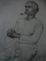 eau-forte Jean Batenburg homme fumeur de pipe à grande moust, Antiquités & Art, Art | Eaux-fortes & Gravures, Enlèvement ou Envoi