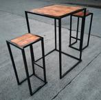 Design bartafel met stoelen geschikt voor binnen en buiten, Ophalen of Verzenden, Nieuw, Hout