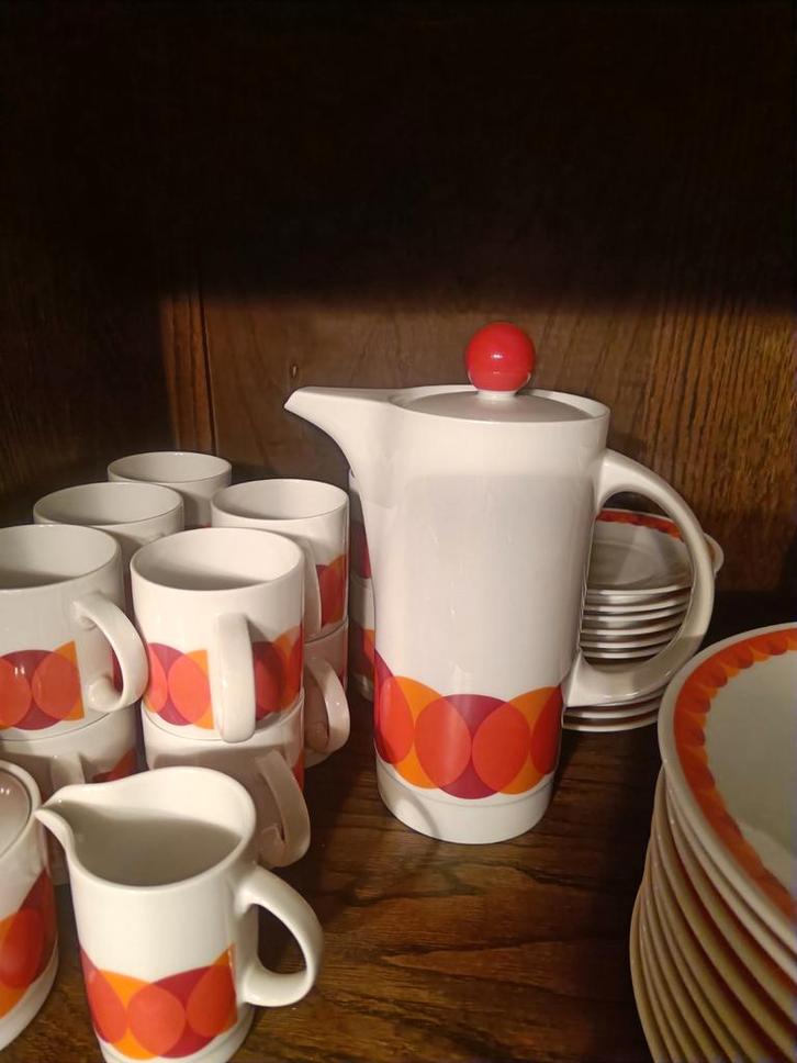 Vintage eet en koffieservies. Scherzer Zeer goede staat. 12, Antiek en Kunst, Antiek | Servies compleet, Ophalen