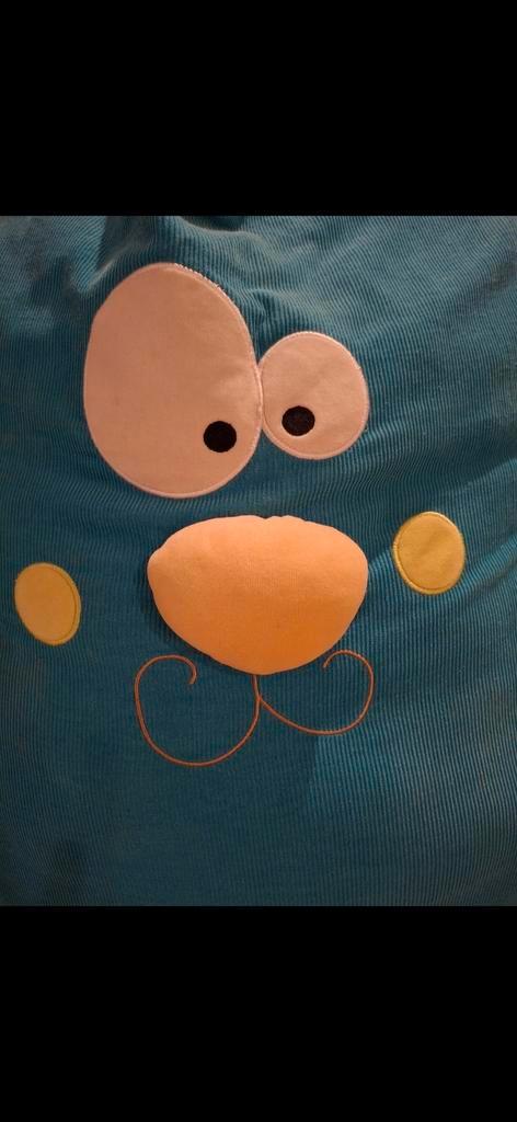 Geribbeld stoffen zitzak - blauw - kind - LIBOO, Huis en Inrichting, Zitzakken, Gebruikt, Zitzak, Blauw, Ophalen