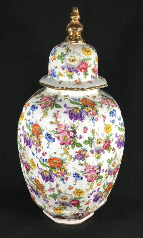 Boch Keralux fleur de saxe vintage vaas dekselvaas, Antiek en Kunst, Antiek | Porselein, Ophalen of Verzenden