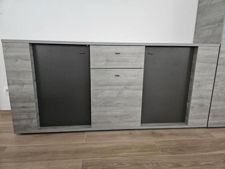 Buffet et bar en bois gris, Huis en Inrichting, Kasten | Dressoirs, Gebruikt, Ophalen