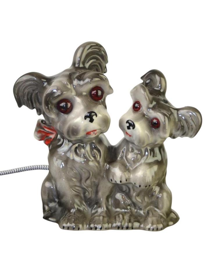 Parfumlamp Schotse Terriers , 1950s, Verzamelen, Beelden en Beeldjes, Gebruikt, Dier, Ophalen of Verzenden
