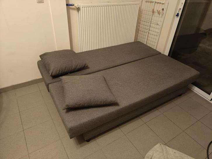Slaapbank, Huis en Inrichting, Slaapkamer | Slaapbanken, Zo goed als nieuw, Twijfelaar, Grijs, Ophalen