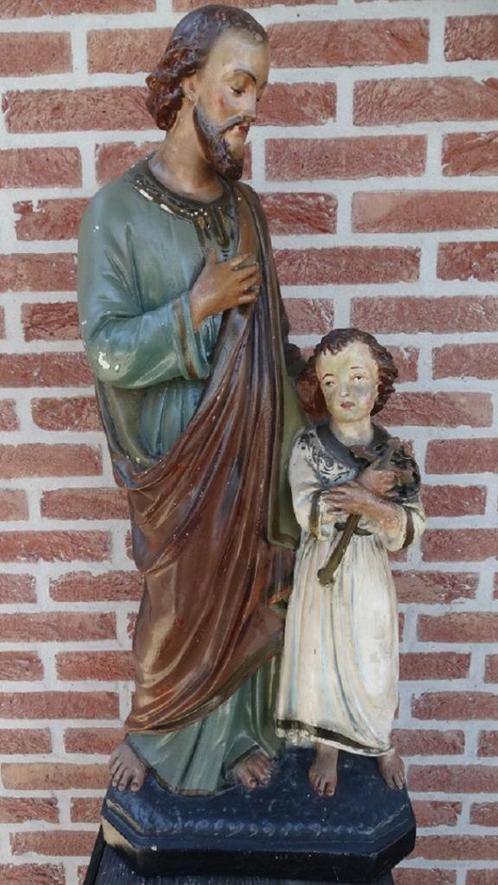 groot heiligenbeeld "Jozef met kindje Jezus"., Antiek en Kunst, Antiek | Religieuze voorwerpen, Ophalen