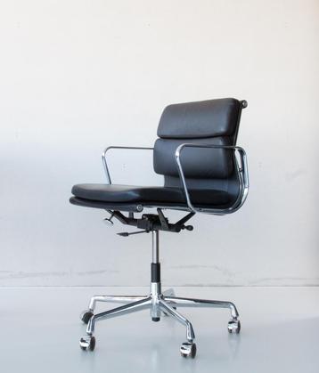 Vitra Eames Ea 217 chroom zwart leder bureaustoel 
