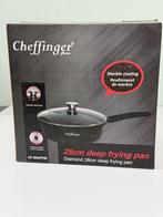 Cheffinger Hapjespan pan met Deksel – 28 cm Zwart – Inductie, Huis en Inrichting, Ophalen of Verzenden, Keramische plaat, Koekenpan of Braadpan