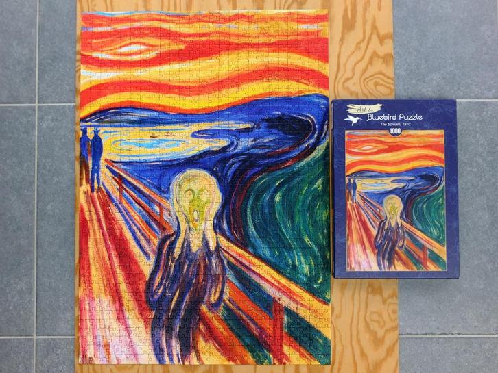 Puzzle 1000 pièces Bluebird - Le cri (1910), Edvard Munch, Hobby en Vrije tijd, Denksport en Puzzels, Zo goed als nieuw, Legpuzzel