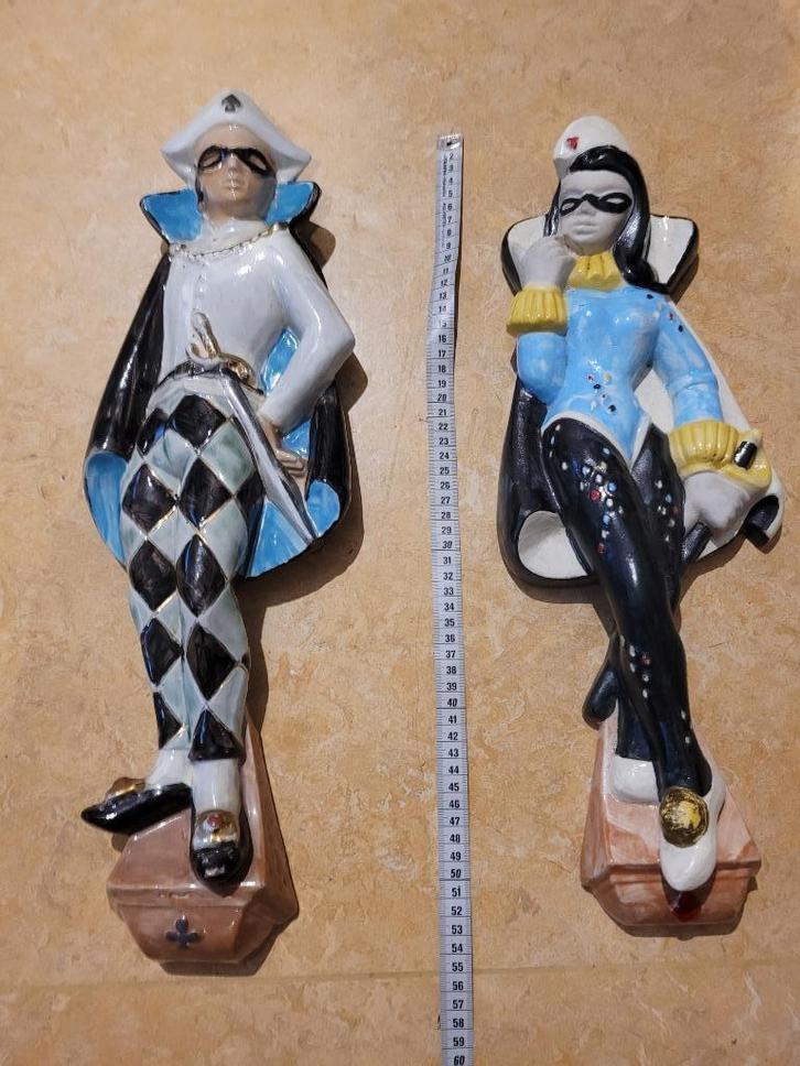duo wandlampen roger guerin keramiek harlekijn vintage, Antiek en Kunst, Antiek | Keramiek en Aardewerk, Ophalen of Verzenden