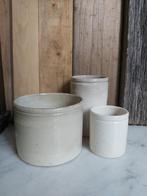 3 mooi oude deels beboterde zalfpotten, Antiek en Kunst, Ophalen of Verzenden