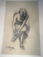 1932 Leonid Frechkop tekening studie schets potlood fusain, Antiek en Kunst, Ophalen of Verzenden