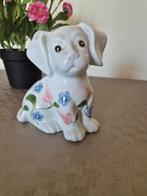 Super mooie unieke  porceleinen hond beeld met bloemen, Ophalen of Verzenden