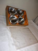 Inox set 4 schotels en lepels ijsset coupes fruit vintage, Ophalen of Verzenden