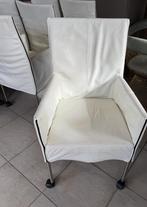 8x Dik wit lederen stoelen op wieltjes (np. 500€/stuk), Huis en Inrichting, Ophalen, Gebruikt, Wit, Metaal
