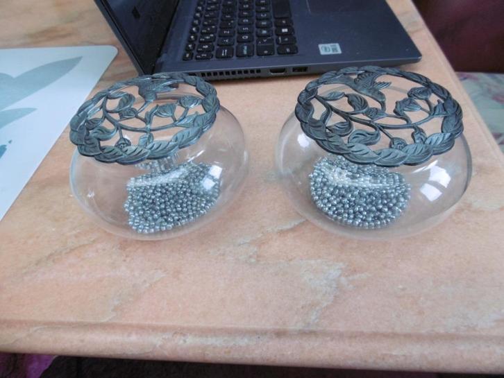 2 windlichtjes, tlichtjeshouders, met open dekseltje, Huis en Inrichting, Woonaccessoires | Overige, Zo goed als nieuw, Ophalen of Verzenden