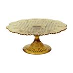Vintage Art Deco Amber Taartplateau Schaal Persglas 30cm, Ophalen of Verzenden