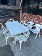 Tuintafel + stoelen, Ophalen, Gebruikt, Rechthoekig, Plastic