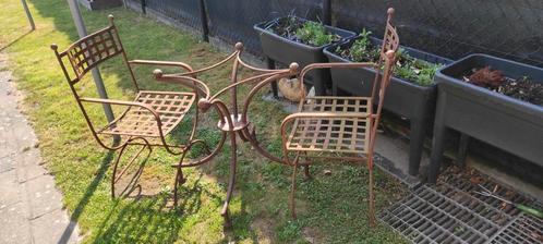 Smeedijzeren zwaar tafelonderstel,uit massief gietijzer+2 st, Tuin en Terras, Tuinbeelden, Ophalen