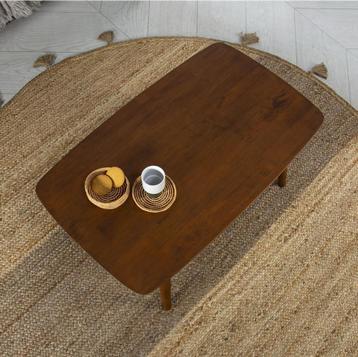 Table basse marron en bois d’hévéa