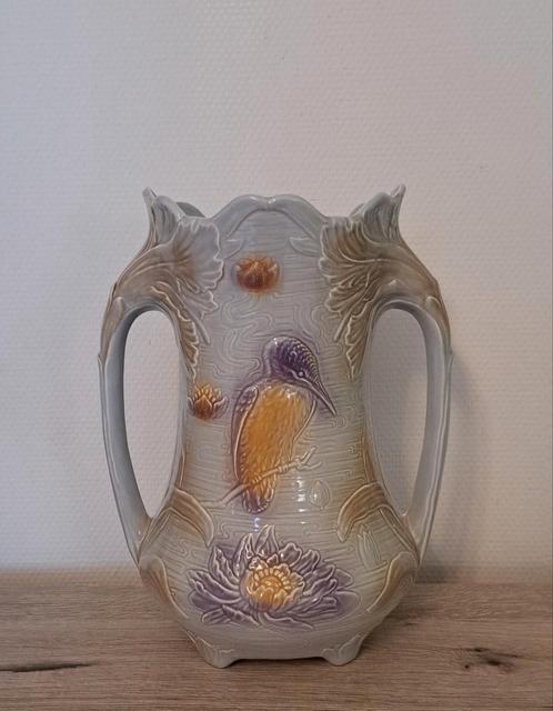 Art Nouveau vase barbotine Salins Les Bains France, Antiek en Kunst, Antiek | Vazen, Ophalen of Verzenden