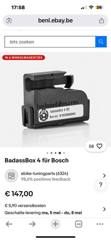badassbox 4 BO (elektrische fiets opvoeren beschikbaar voor biedingen