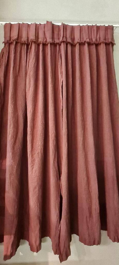 2 x lang wasbaar 100% linnen gordijn, Huis en Inrichting, Stoffering | Gordijnen en Lamellen, Zo goed als nieuw, 200 cm of meer