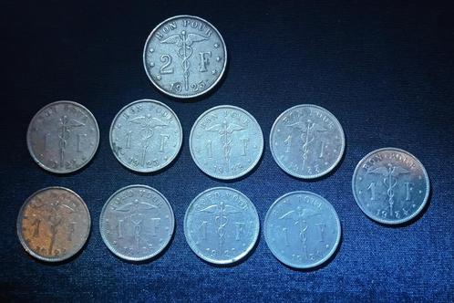 Lotje munten 2 & 1 frank Bonnetain, 1922-1934 - Albert I, Postzegels en Munten, Munten | België, Setje, Verzenden
