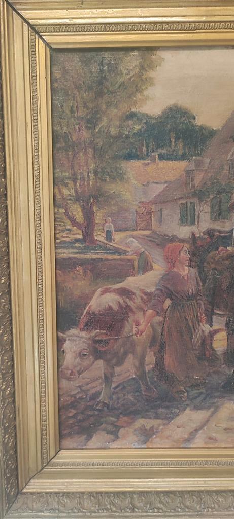 H. Jacquet of AD. Stocké 1918 oud olie schilderij, Antiek en Kunst, Kunst | Schilderijen | Klassiek, Ophalen of Verzenden