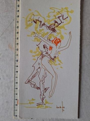 Originele tekening Jan Van der Loo Naakt koppel uit 1972 beschikbaar voor biedingen