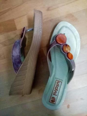 Inblu : comfortabel zilver beige bruin teenslippers mt 39 beschikbaar voor biedingen