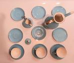 Koffieservies/blauw/gouden rand/ KERALUX BOCH FRERES BELGIUM, Antiek en Kunst, Ophalen